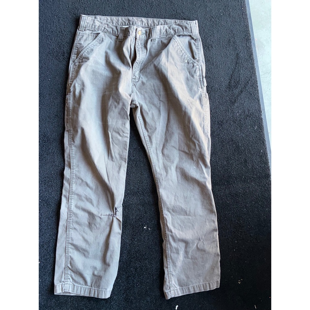 Carhartt B324-DFE Mens Relaxed Fit Carpenter Pants Gray 40x32 Distressed Work